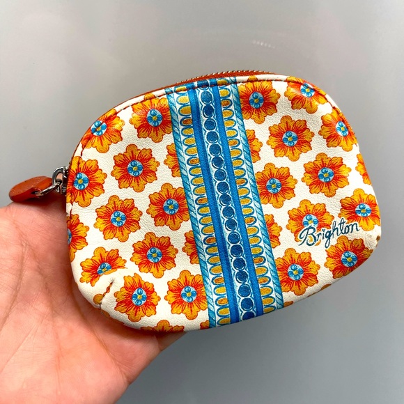BRIGHTON | Mini Retro Flower Pattern Painted Change Purse - Picture 1 of 4